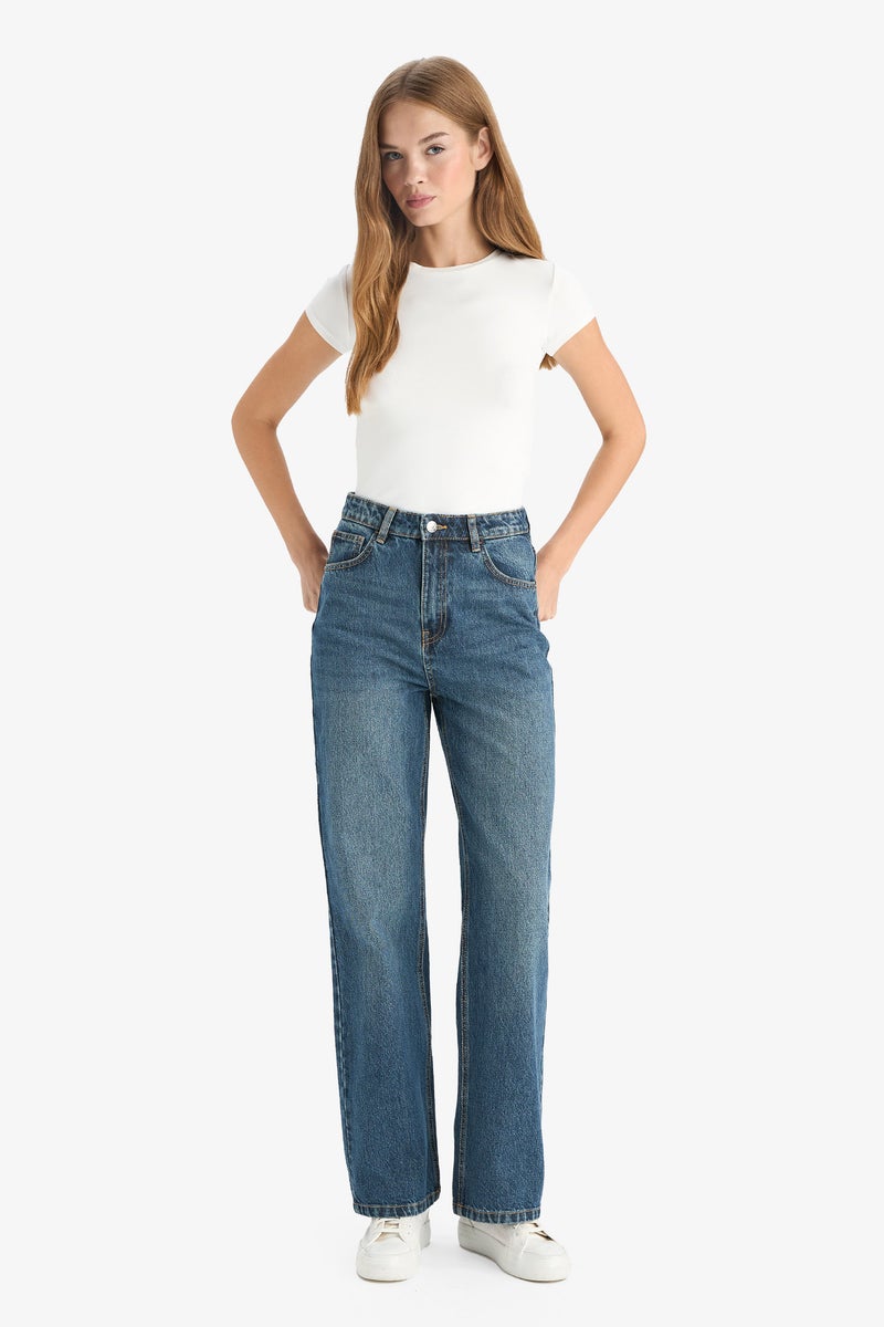 ديفاكتو بنطلون جينز وايد ليج برجل عادية وخصر عالي - Image 2